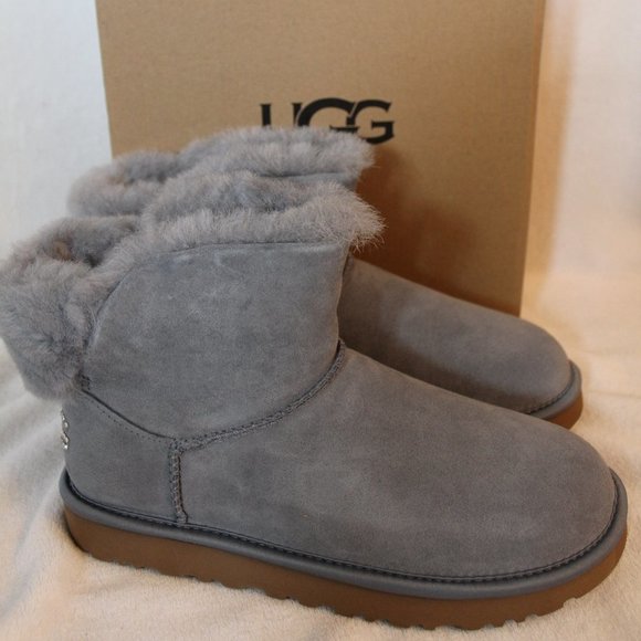 UGG MINI BLING SWAROVSKI CRYSTAL SUEDE BOOTS GRAY - Picture 5 of 11